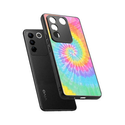 Rainbow sleek vivo v27 5g cover with tempered glass back and TPU edges