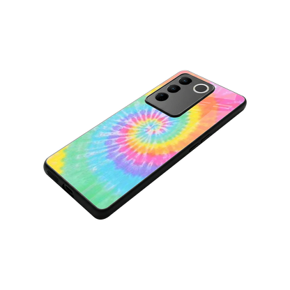 Rainbow stylish phone case for vivo v27 5g | glossy glass and slim fit