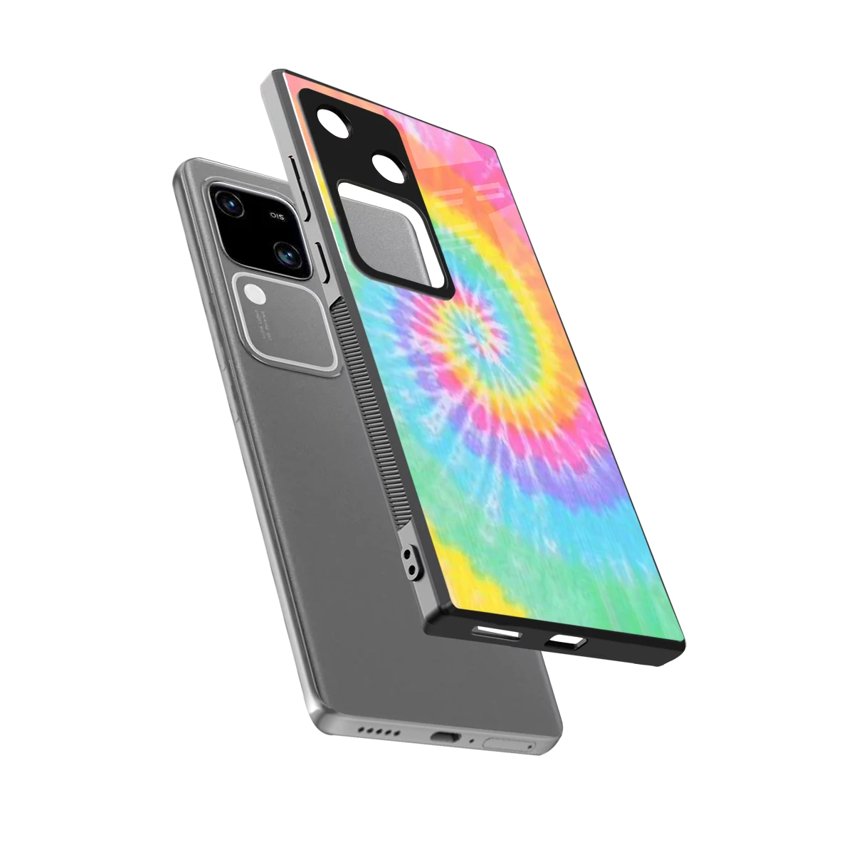 Rainbow sleek vivo v30 cover with tempered glass back and TPU edges
