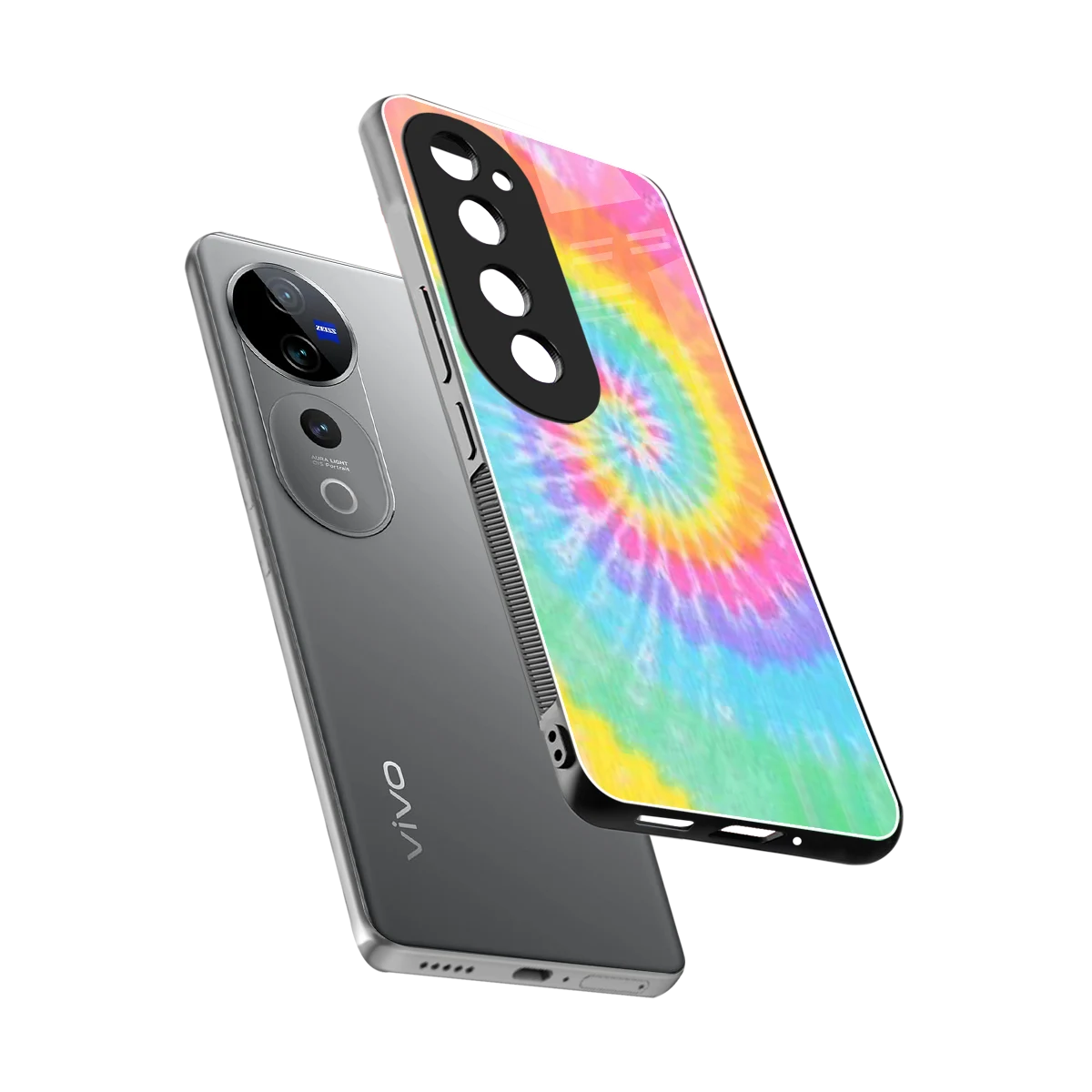 Rainbow sleek vivo v40 pro cover with tempered glass back and TPU edges