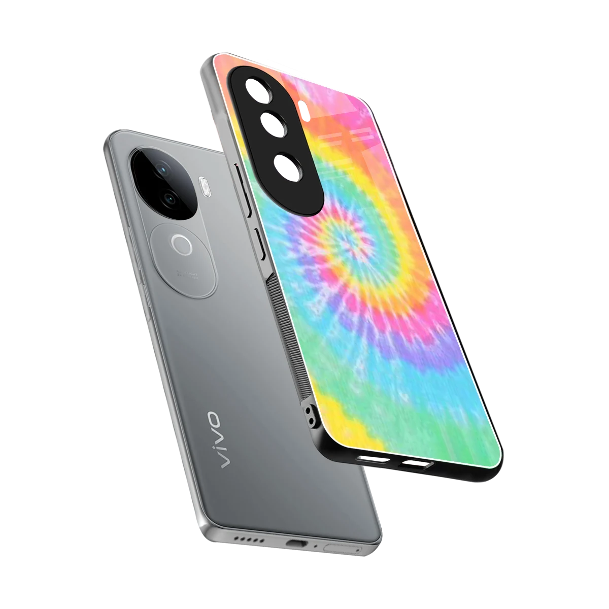 Rainbow sleek vivo v40e cover with tempered glass back and TPU edges