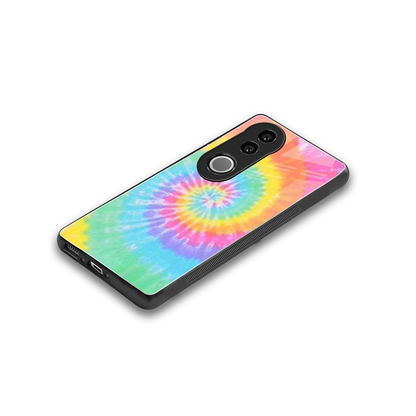 Rainbow stylish phone case for vivo v50 | glossy glass and slim fit