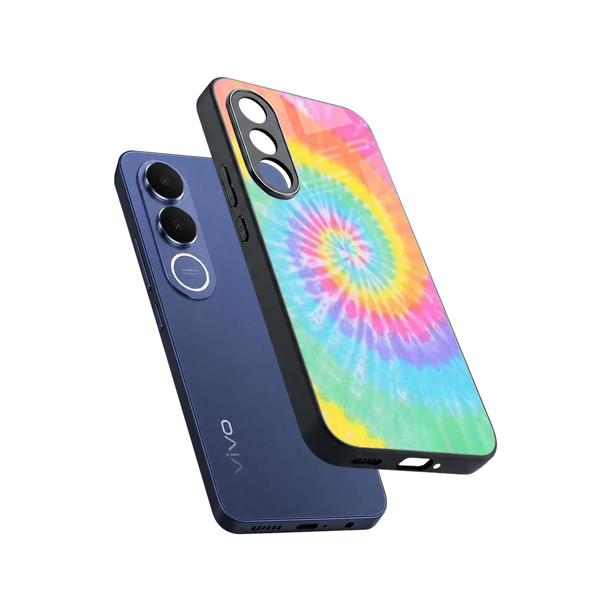 Rainbow sleek vivo v70 fe cover with tempered glass back and TPU edges