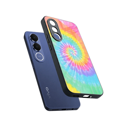 Rainbow sleek vivo v70 fe cover with tempered glass back and TPU edges