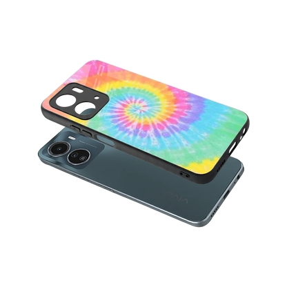 Rainbow sleek vivo y16 cover with tempered glass back and TPU edges