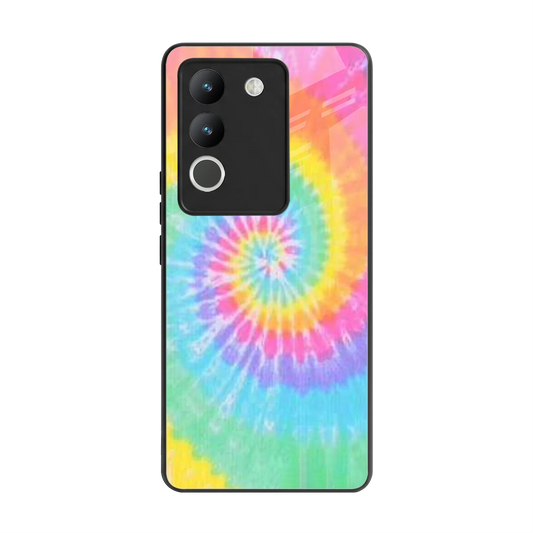 Rainbow back phone cover | glass case for vivo y200 5g