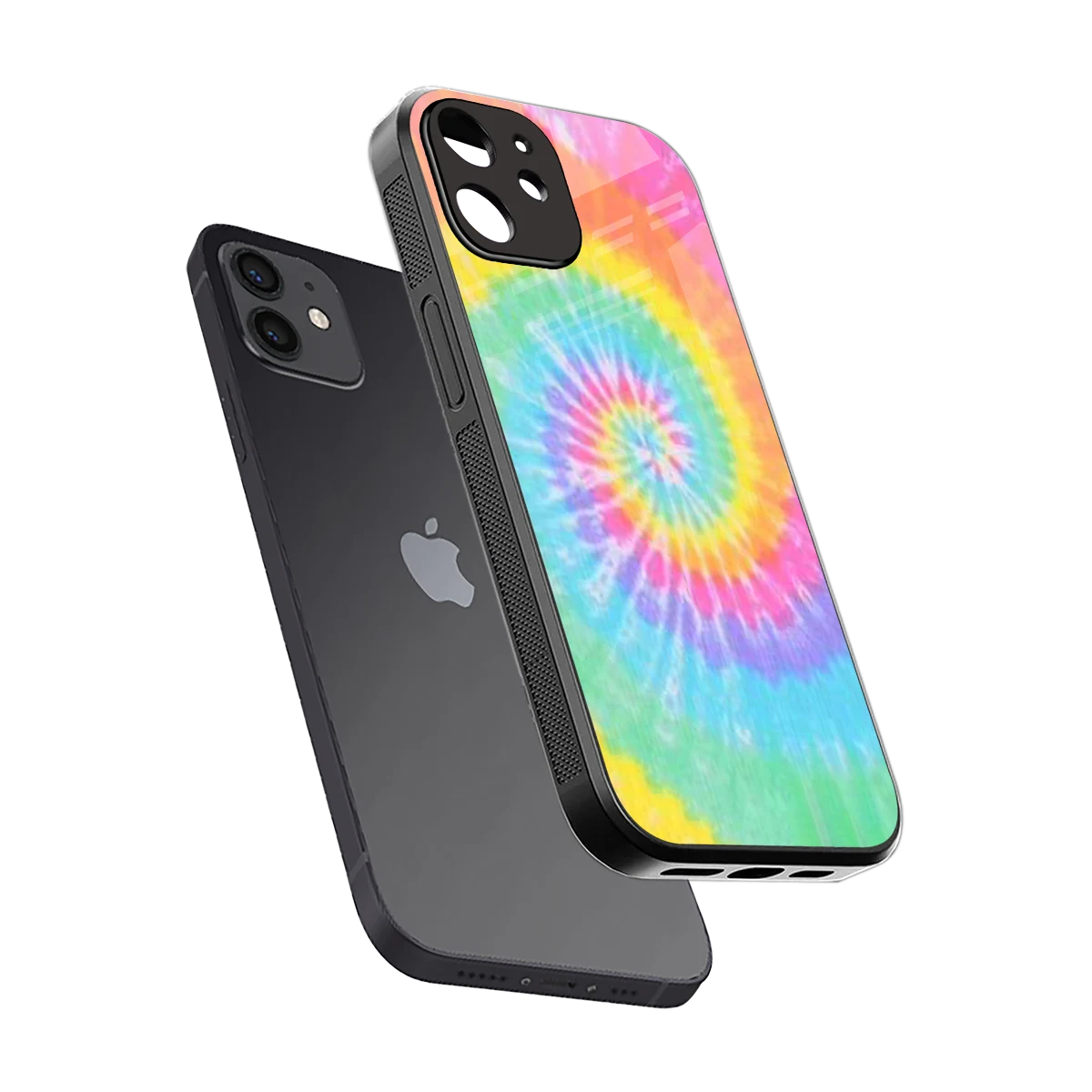 Rainbow sleek iphone 12 cover with tempered glass back and TPU edges