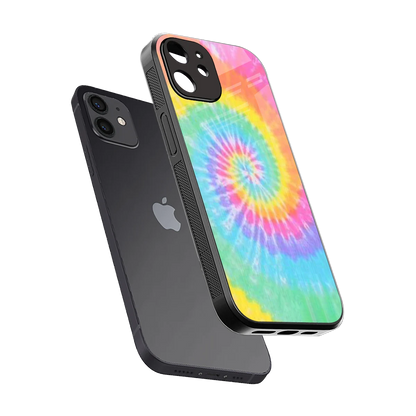 Rainbow sleek iphone 12 cover with tempered glass back and TPU edges