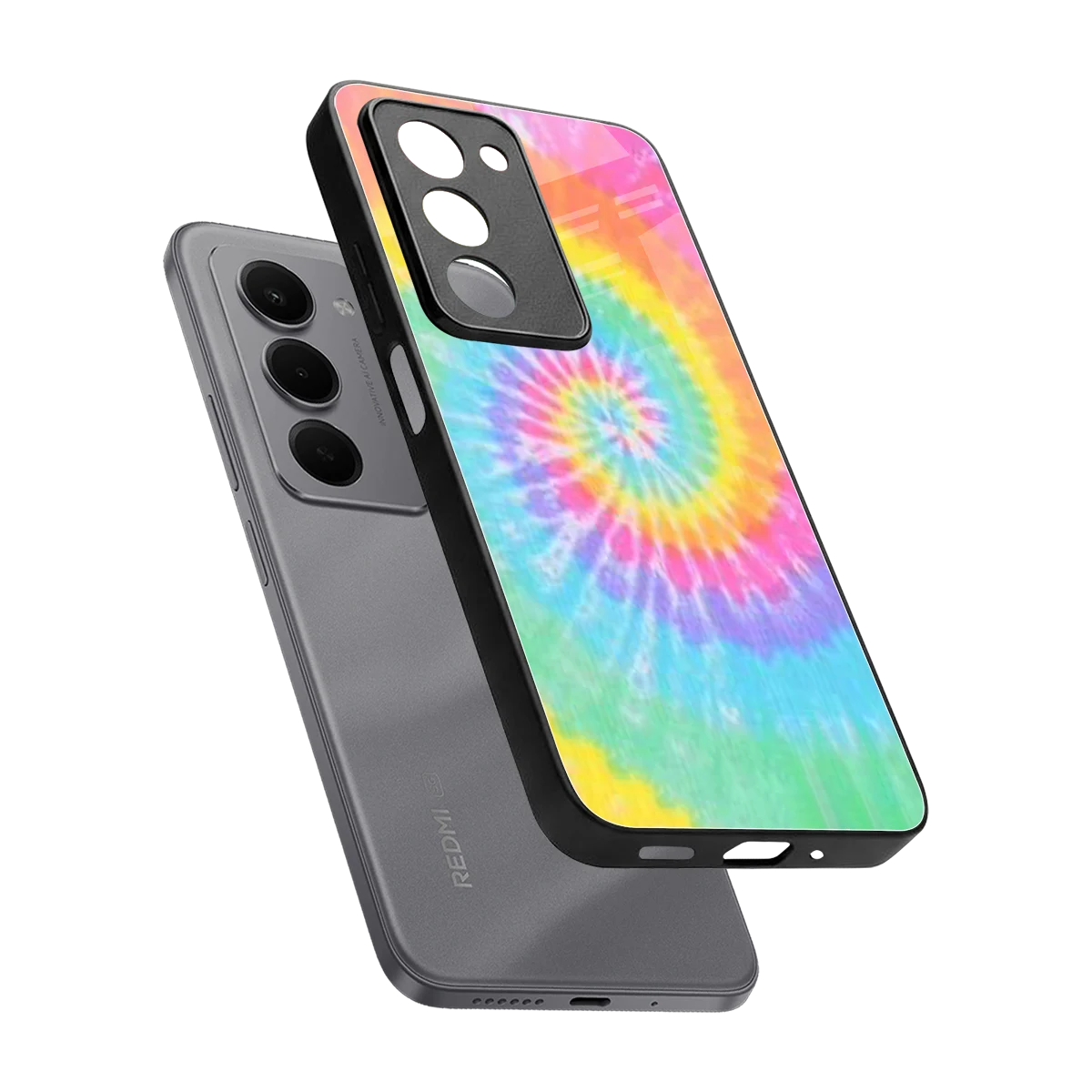 Rainbow sleek redmi 15 5g cover with tempered glass back and TPU edges
