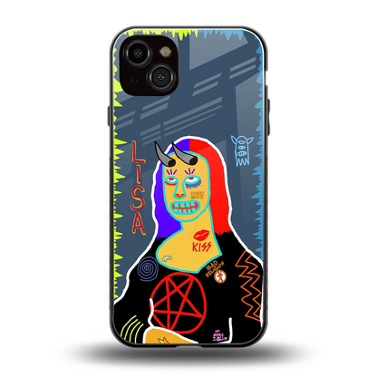 Rebel Lisa back phone cover | glass case for iphone 15 plus
