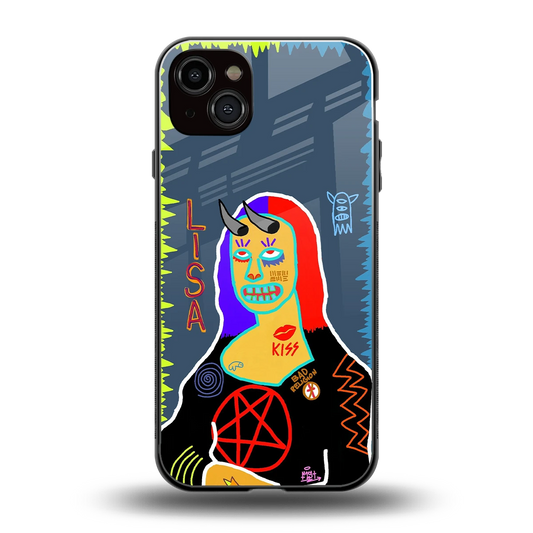 Rebel Lisa back phone cover | glass case for iphone 15 plus