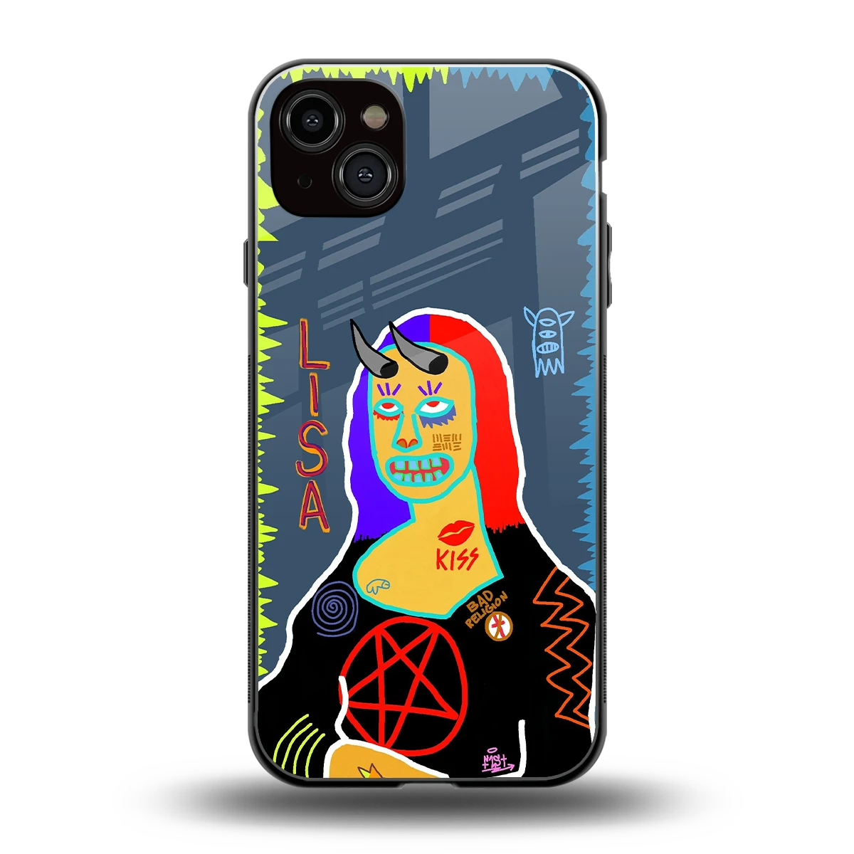 Rebel Lisa back phone cover | glass case for iphone 14 plus
