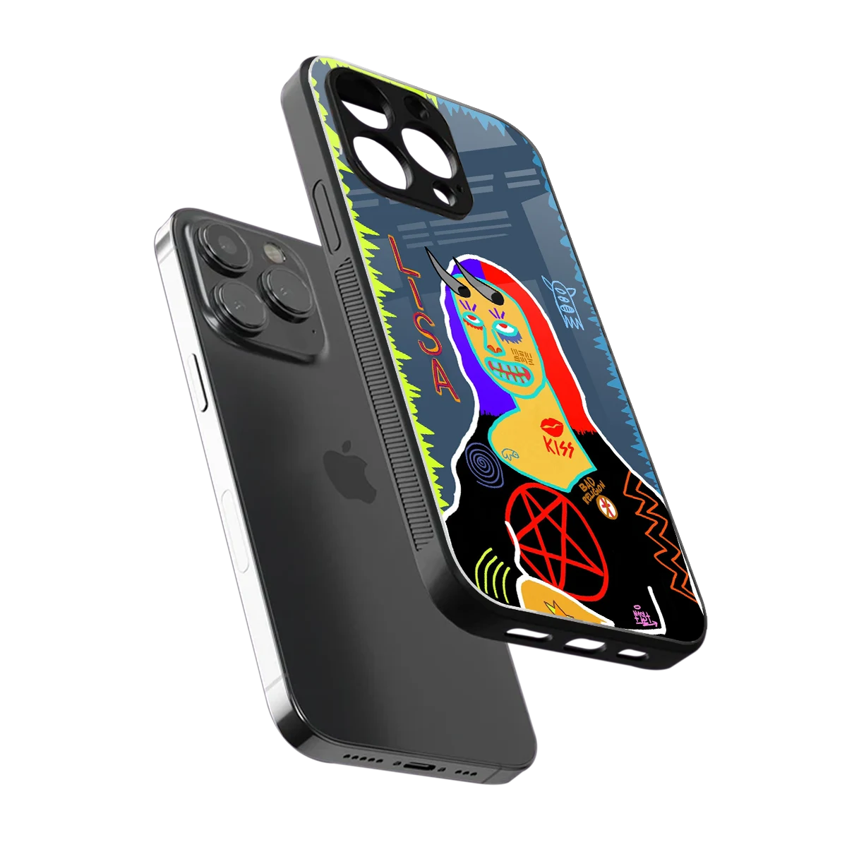 Rebel Lisa sleek iphone 16 pro max cover with tempered glass back and TPU edges