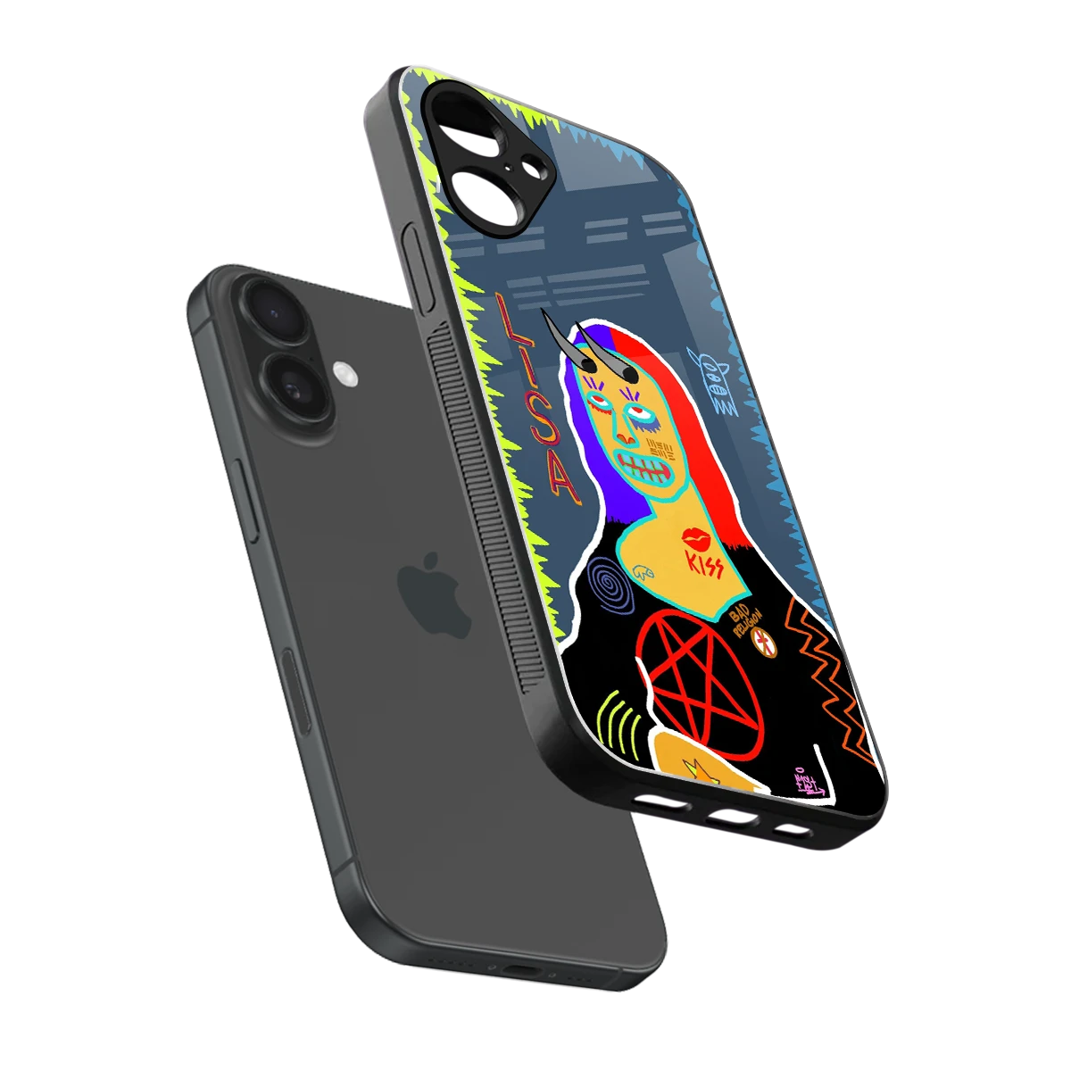 Rebel Lisa sleek iPhone 16 cover with tempered glass back and TPU edges