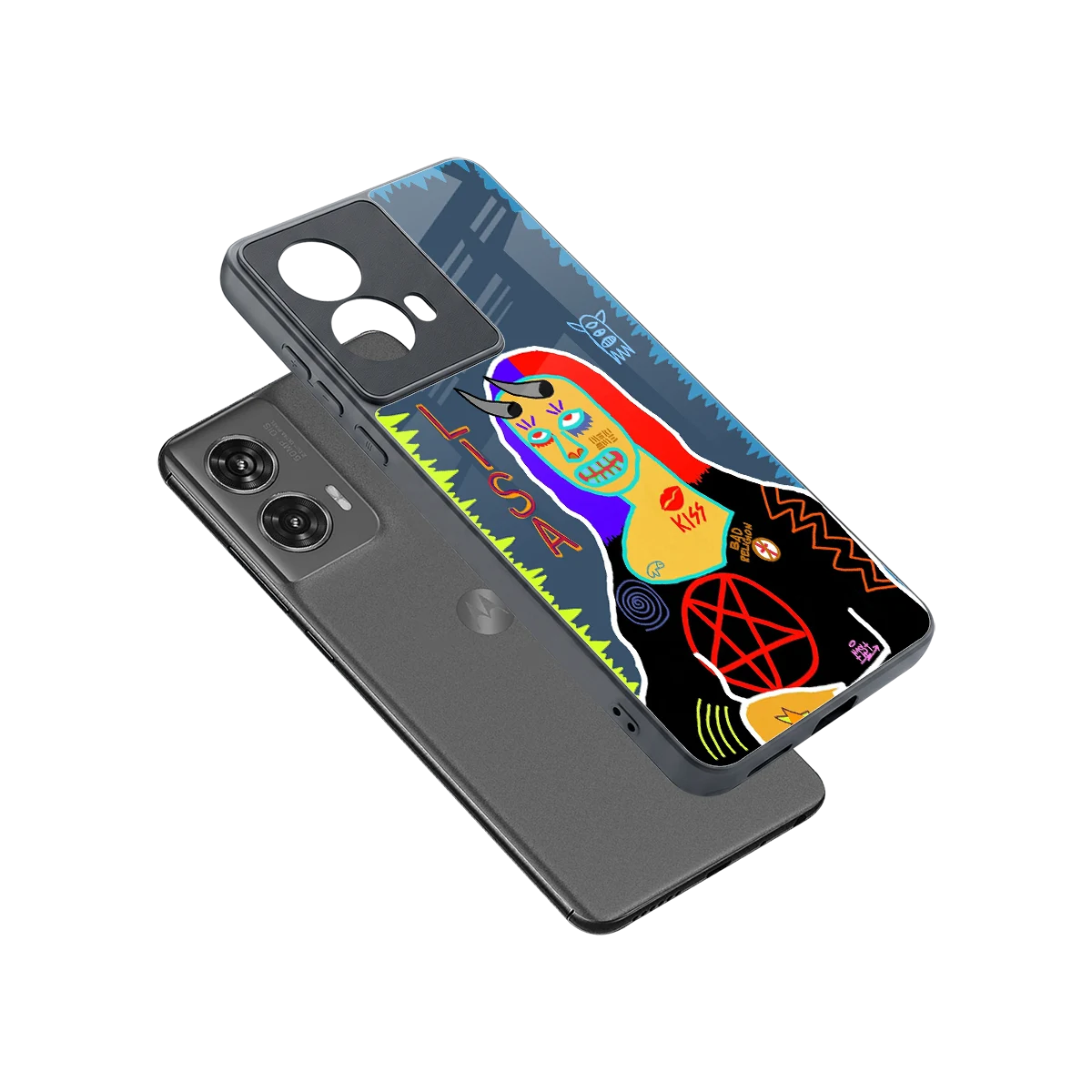 Rebel Lisa sleek motorola edge 50 fusion cover with tempered glass back and TPU edges