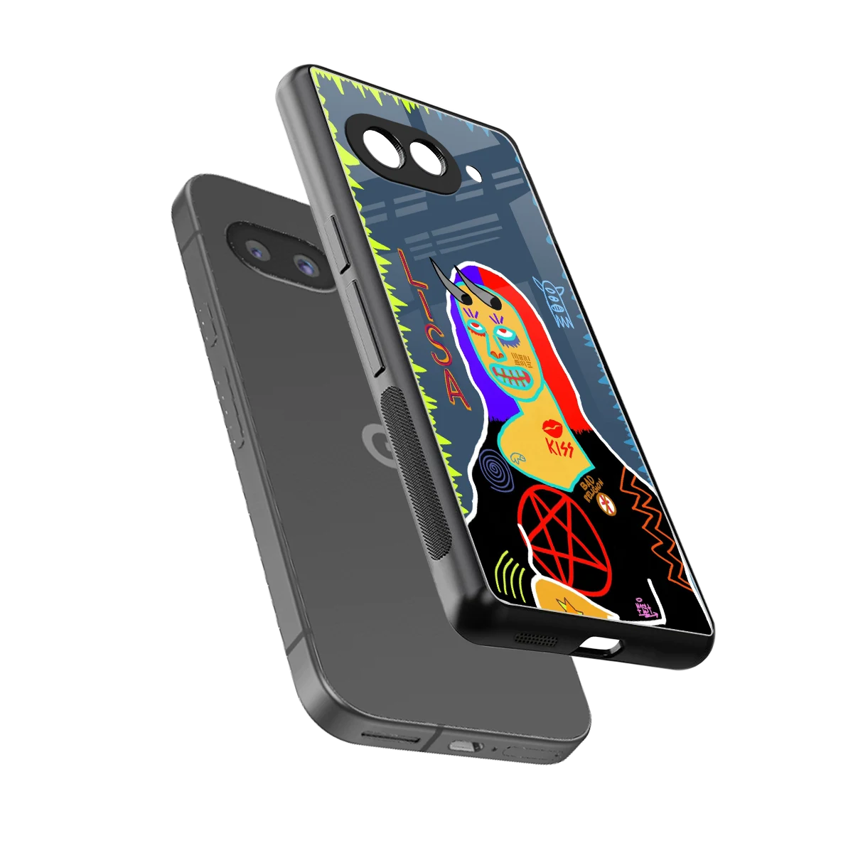 Rebel Lisa sleek google pixel 9a cover with tempered glass back and TPU edges