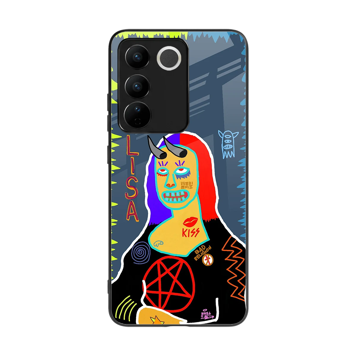 Rebel Lisa back phone cover | glass case for vivo v27 5g