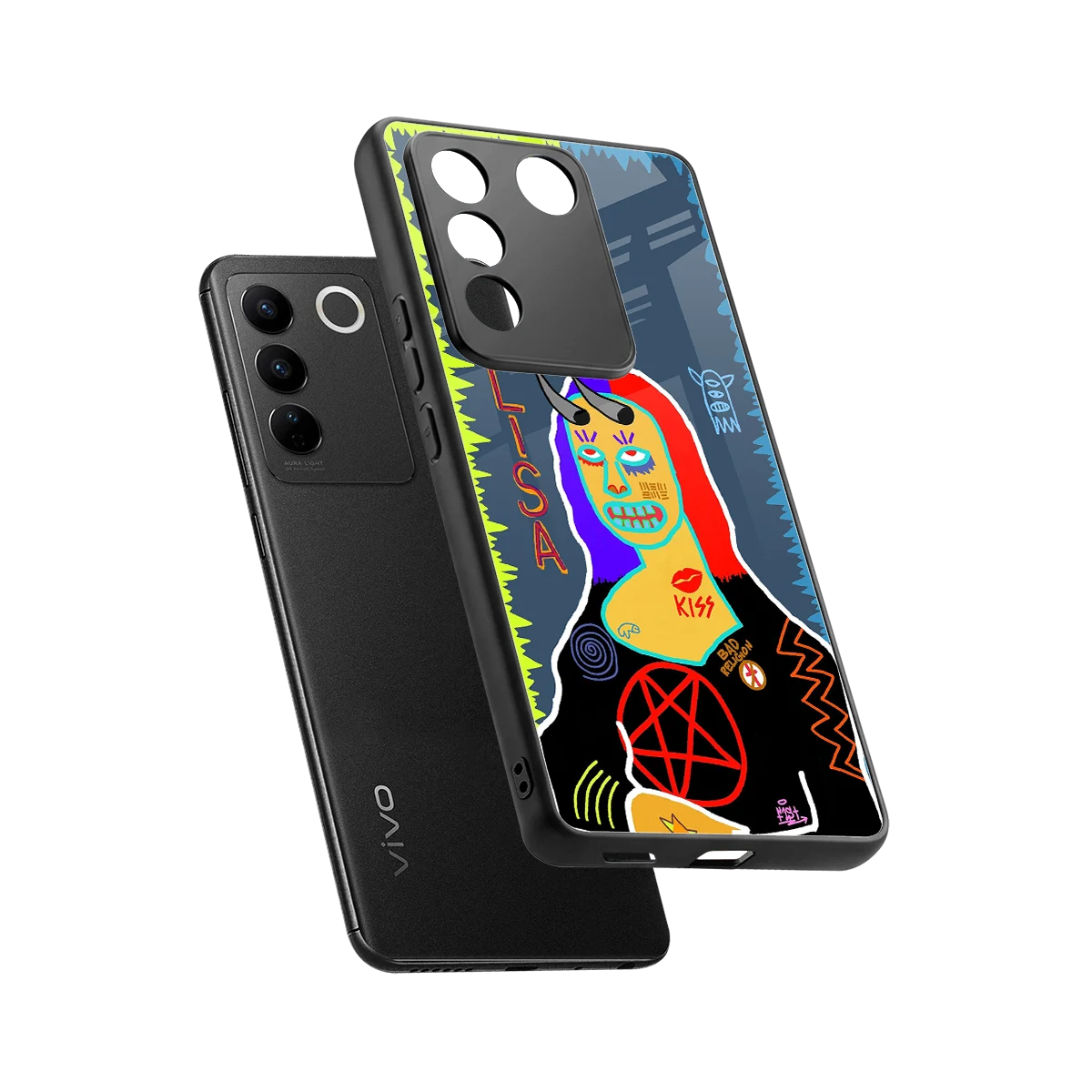 Rebel Lisa sleek vivo v27 5g cover with tempered glass back and TPU edges