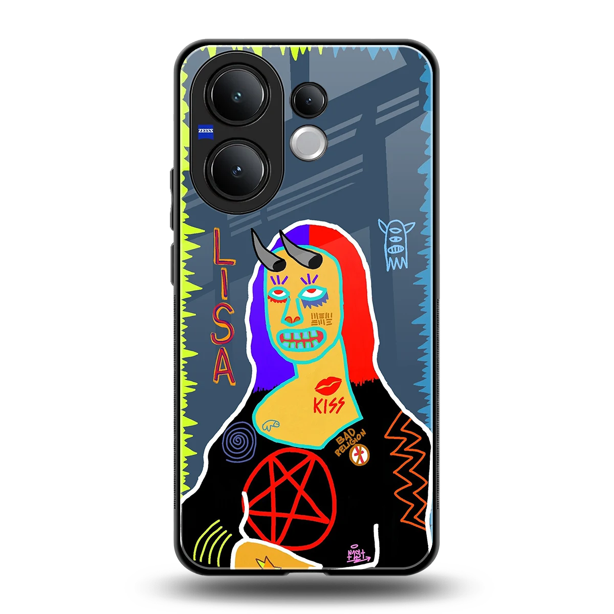 Rebel Lisa back phone cover | glass case for vivo v60
