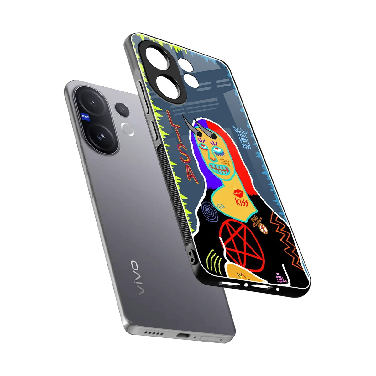 Rebel Lisa sleek vivo v60 cover with tempered glass back and TPU edges