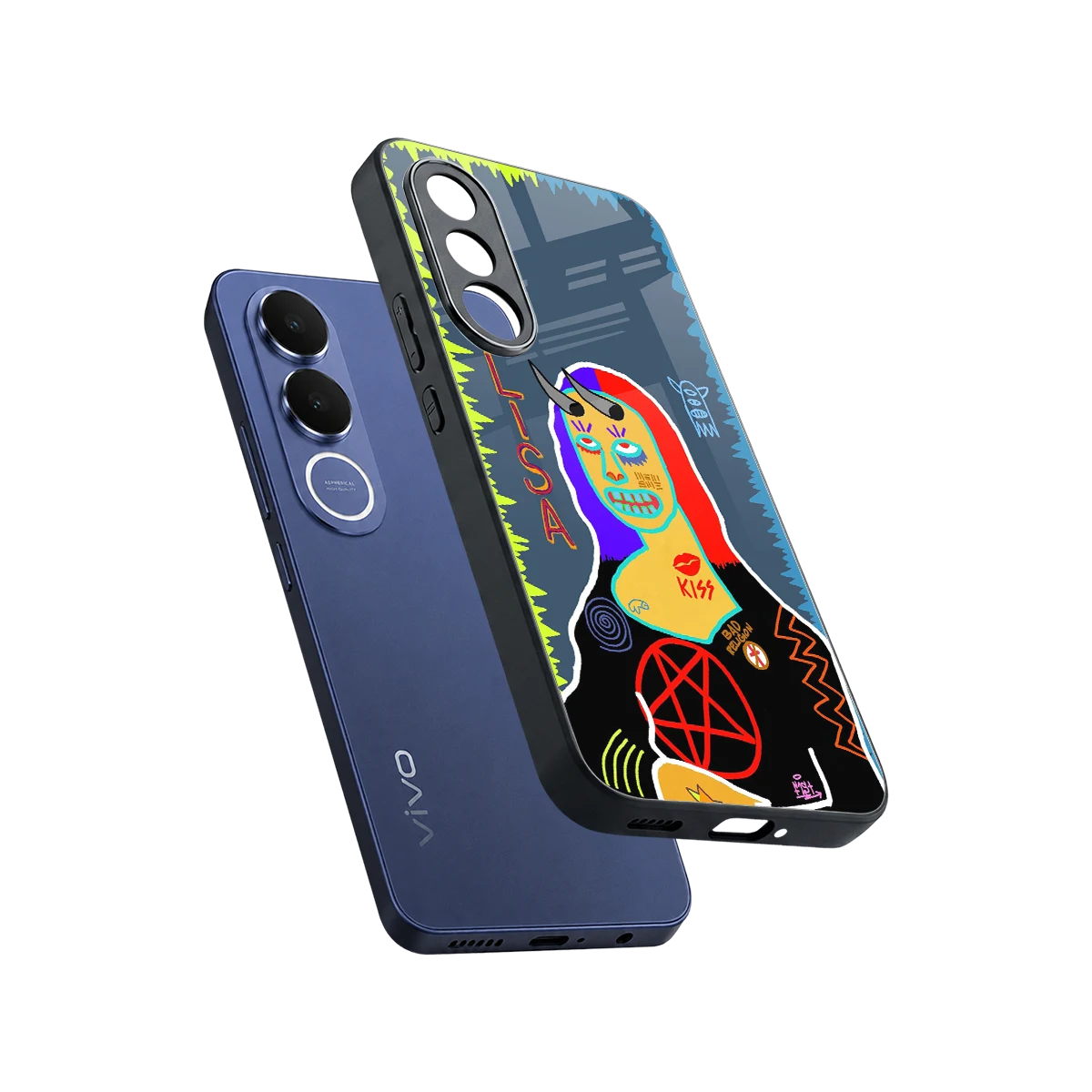 Rebel Lisa sleek vivo v70 fe cover with tempered glass back and TPU edges