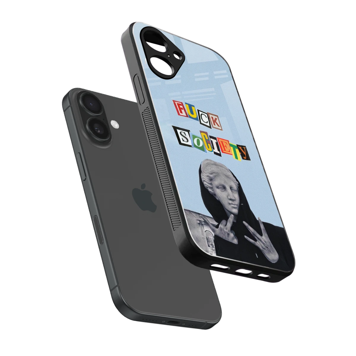 Rebel Mind sleek iPhone 16 cover with tempered glass back and TPU edges