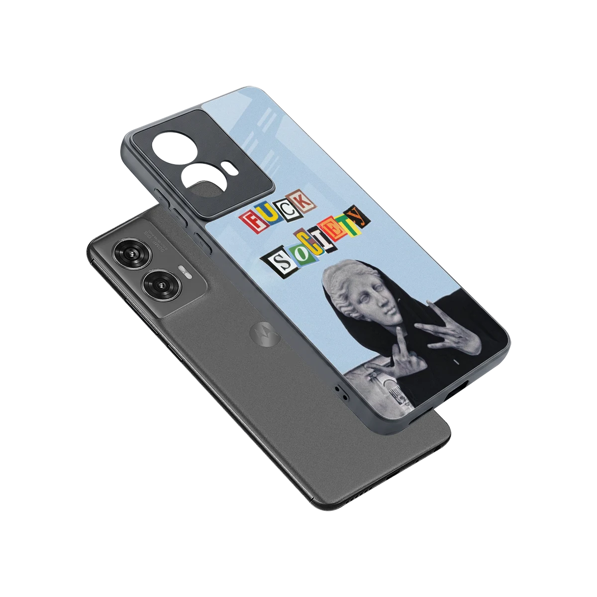 Rebel Mind sleek motorola edge 50 fusion cover with tempered glass back and TPU edges