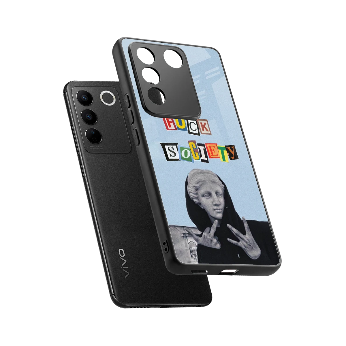 Rebel Mind sleek vivo v27 5g cover with tempered glass back and TPU edges