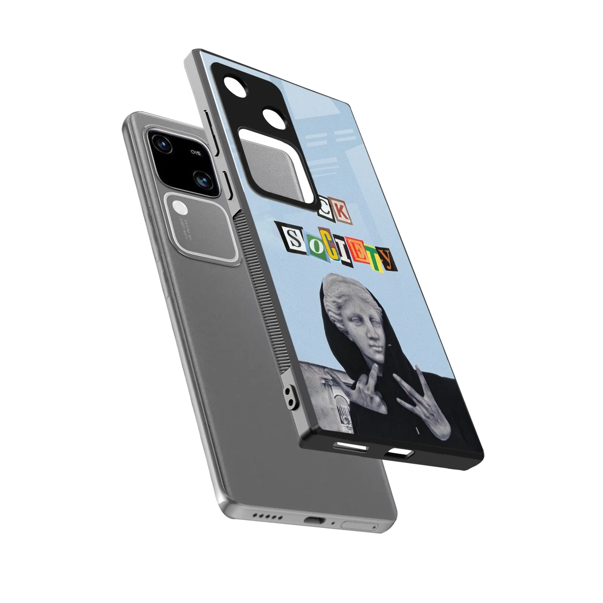 Rebel Mind sleek vivo v30 cover with tempered glass back and TPU edges