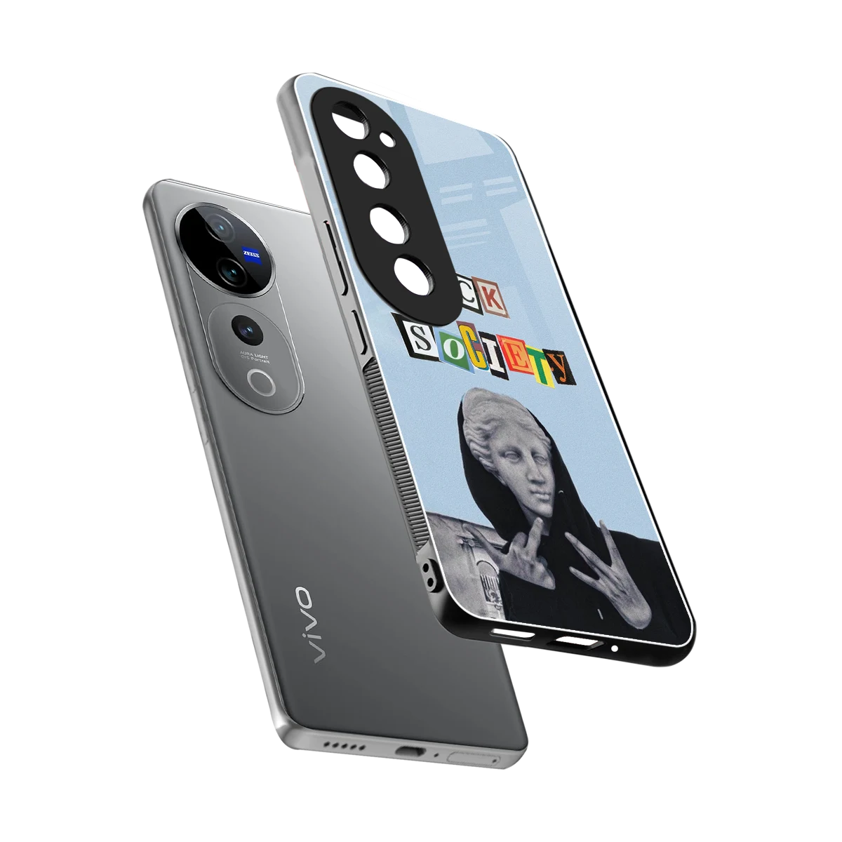 Rebel Mind sleek vivo v40 pro cover with tempered glass back and TPU edges