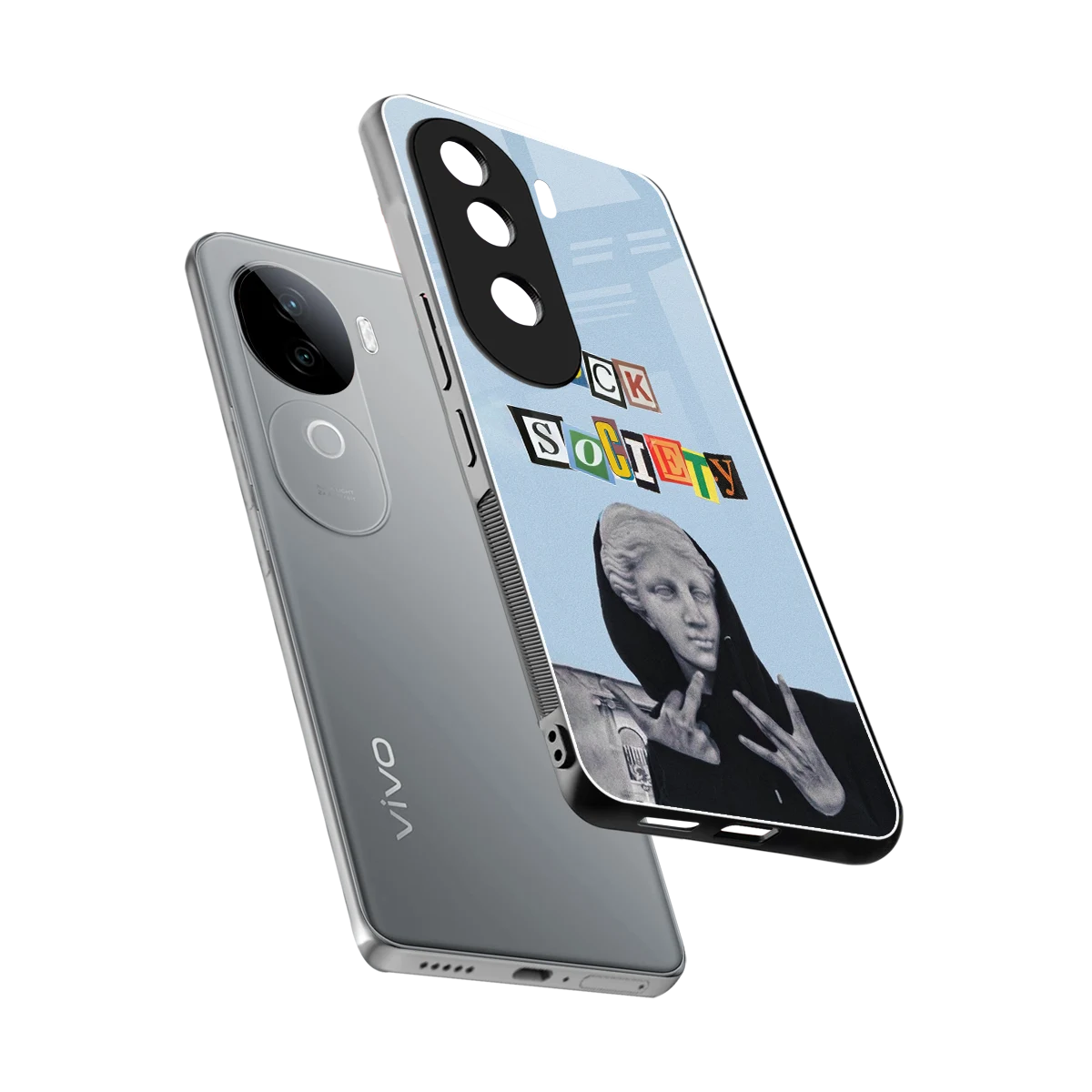 Rebel Mind sleek vivo v40e cover with tempered glass back and TPU edges