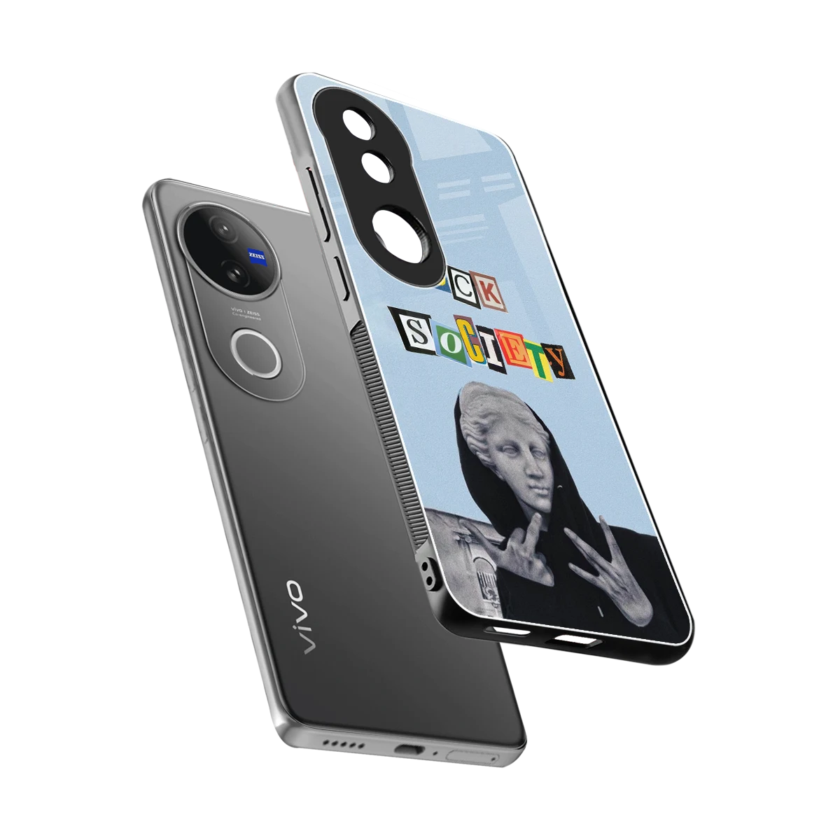 Rebel Mind sleek vivo v50 cover with tempered glass back and TPU edges