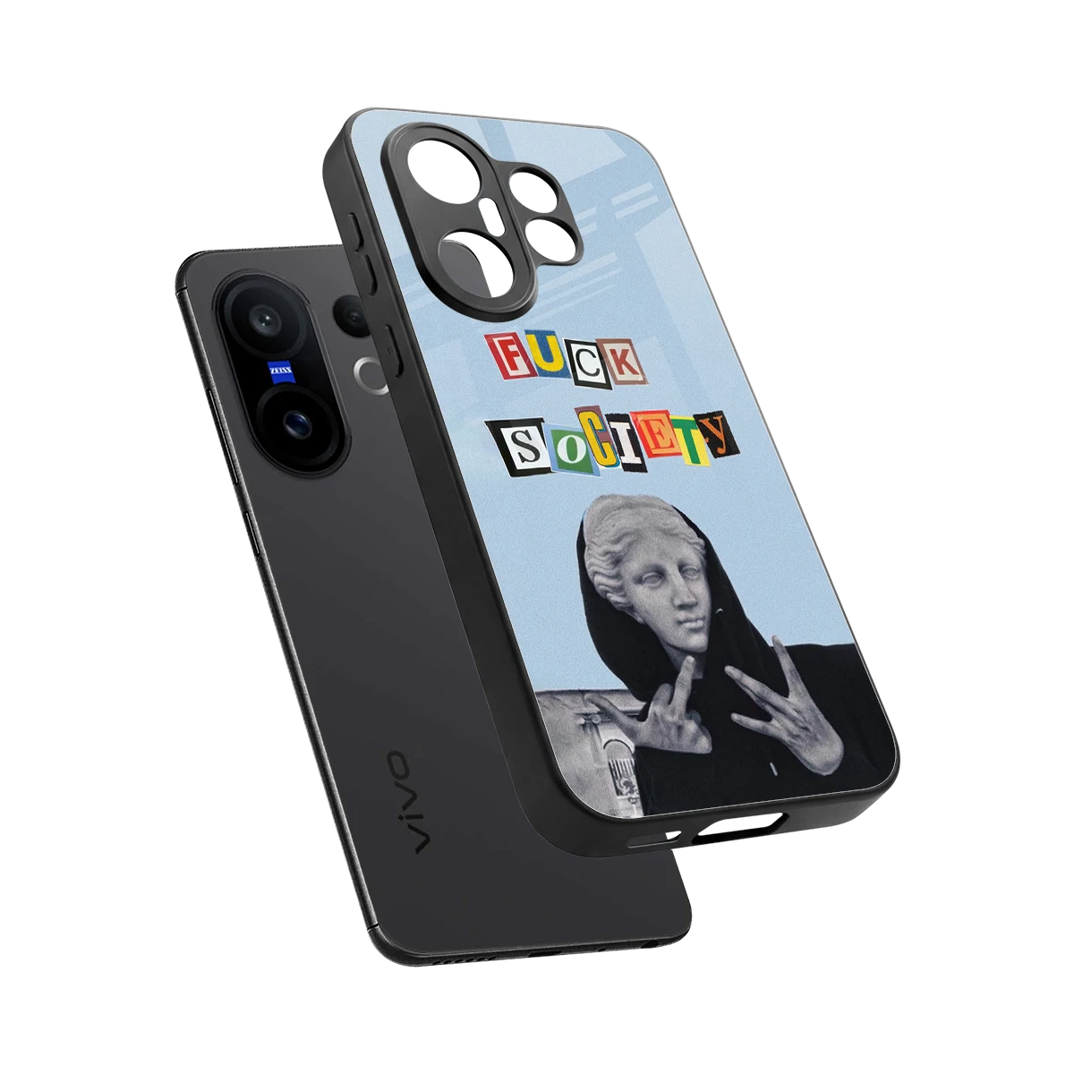 Rebel Mind sleek vivo x200 fe cover with tempered glass back and TPU edges
