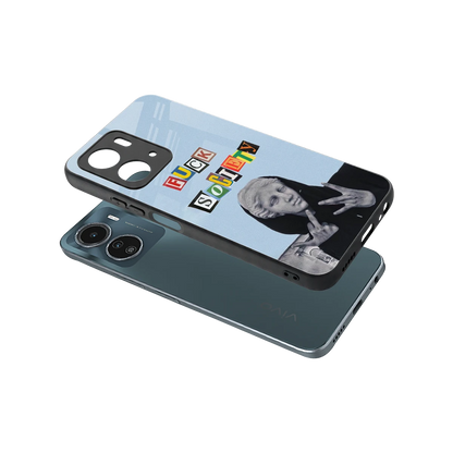 Rebel Mind sleek vivo y16 cover with tempered glass back and TPU edges