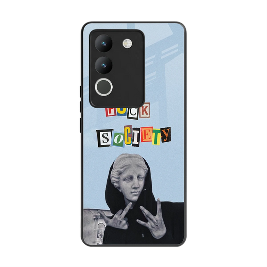 Rebel Mind back phone cover | glass case for vivo y200 5g
