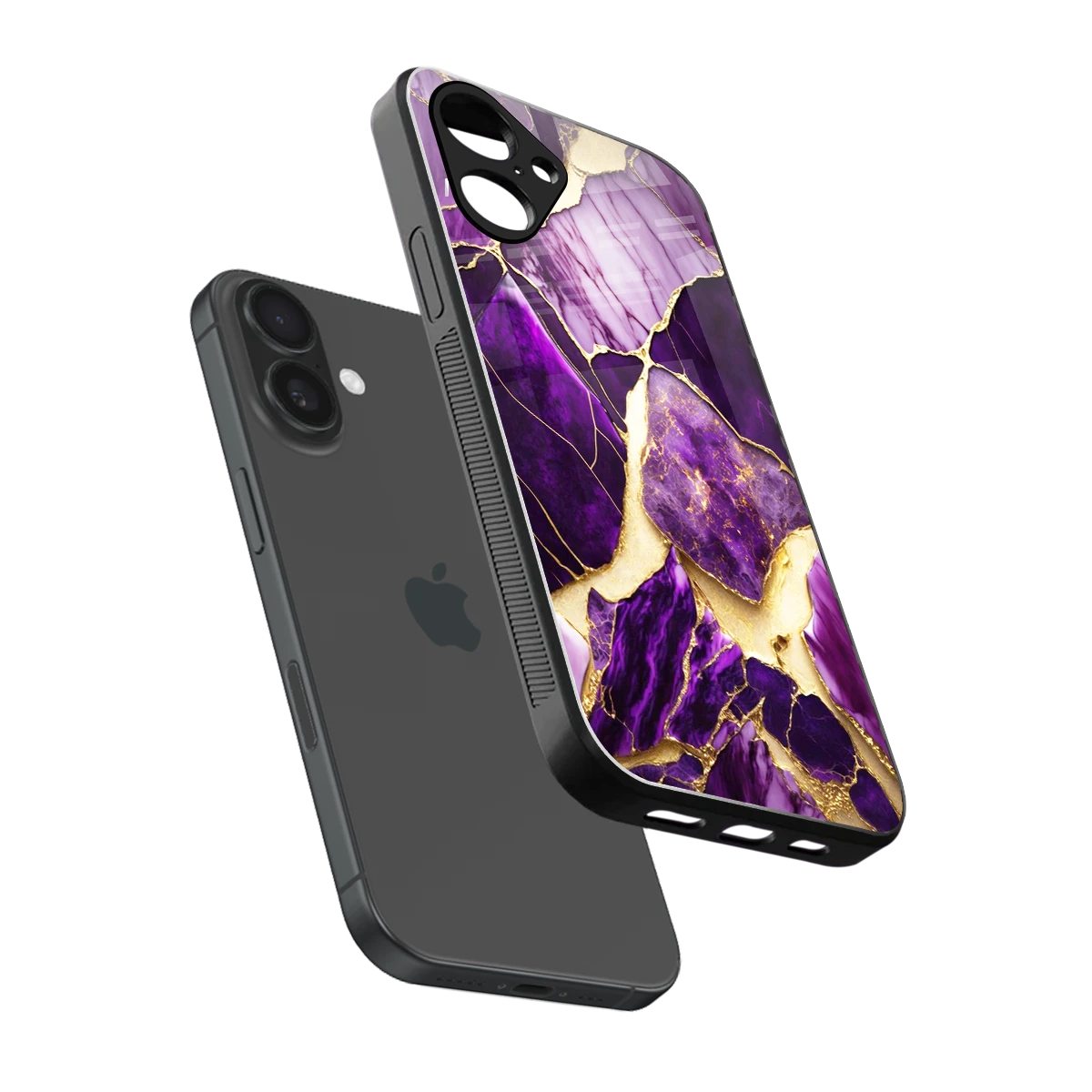 Regal Quartz sleek iPhone 16 cover with tempered glass back and TPU edges