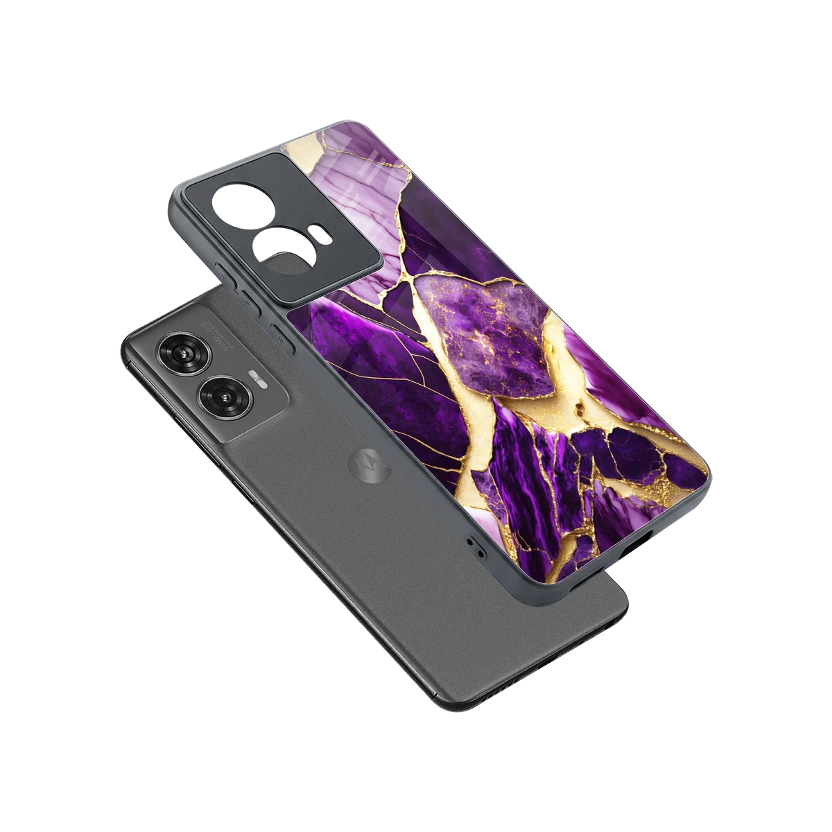 Regal Quartz sleek motorola edge 50 fusion cover with tempered glass back and TPU edges