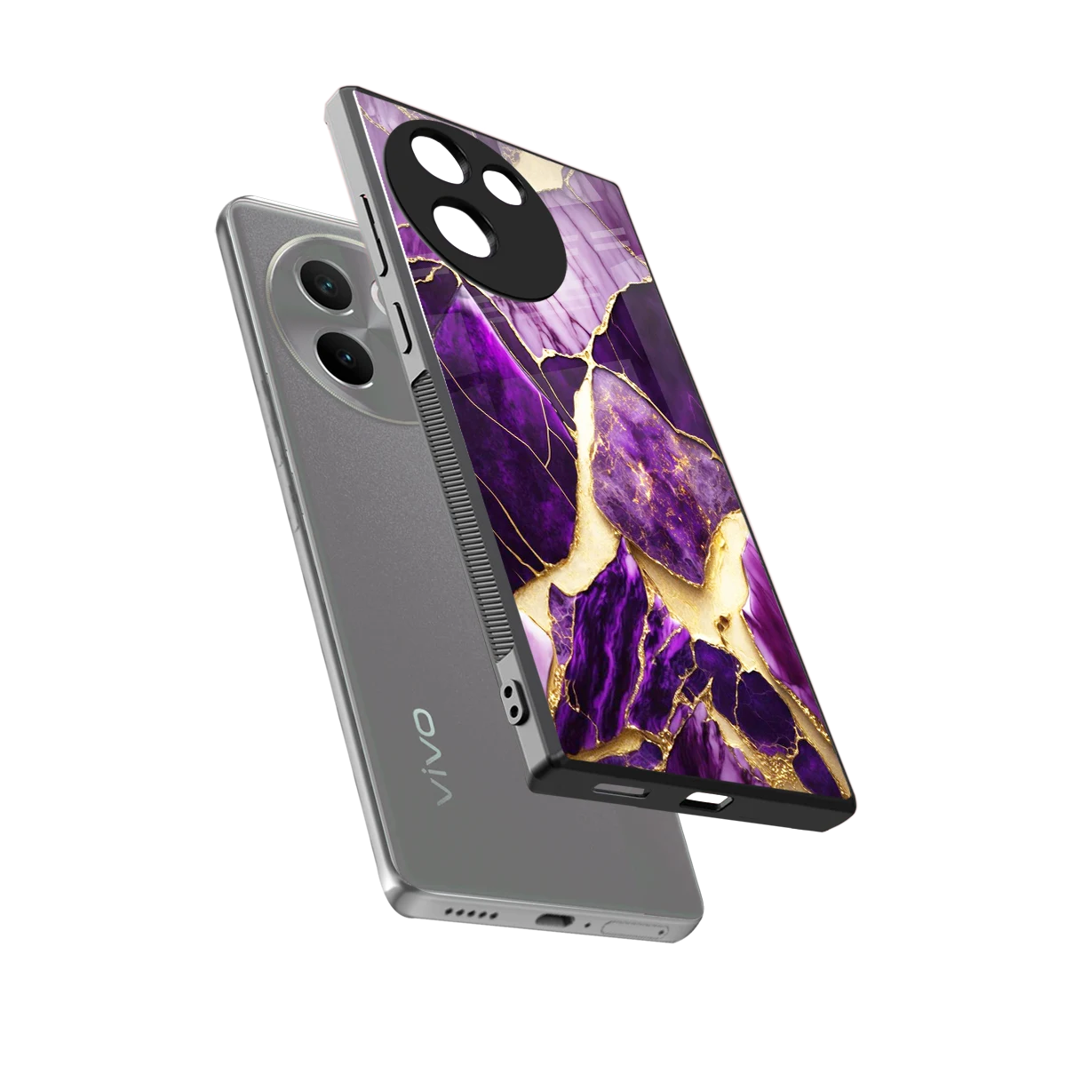 Regal Quartz sleek vivo v30e cover with tempered glass back and TPU edges