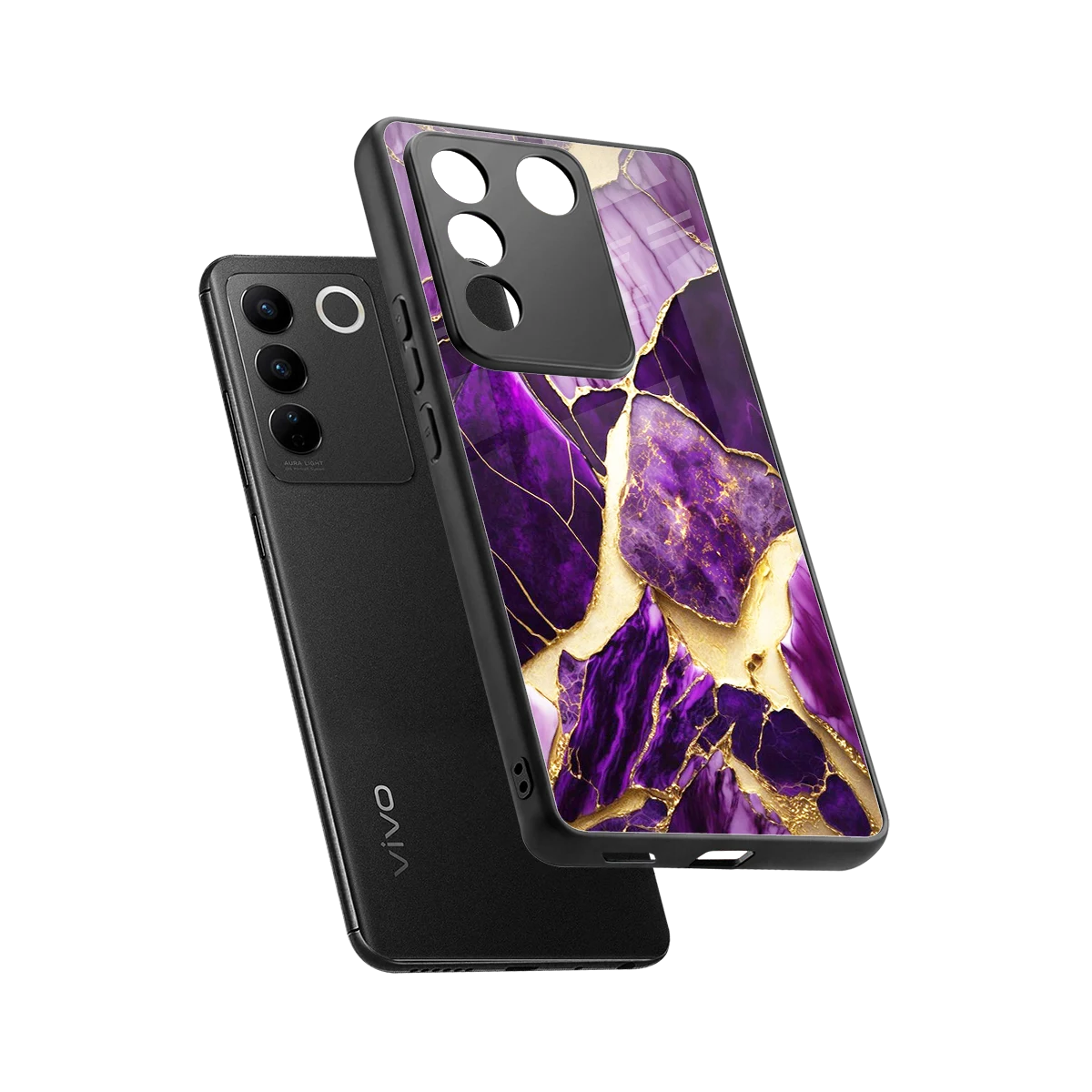 Regal Quartz sleek vivo v27 5g cover with tempered glass back and TPU edges