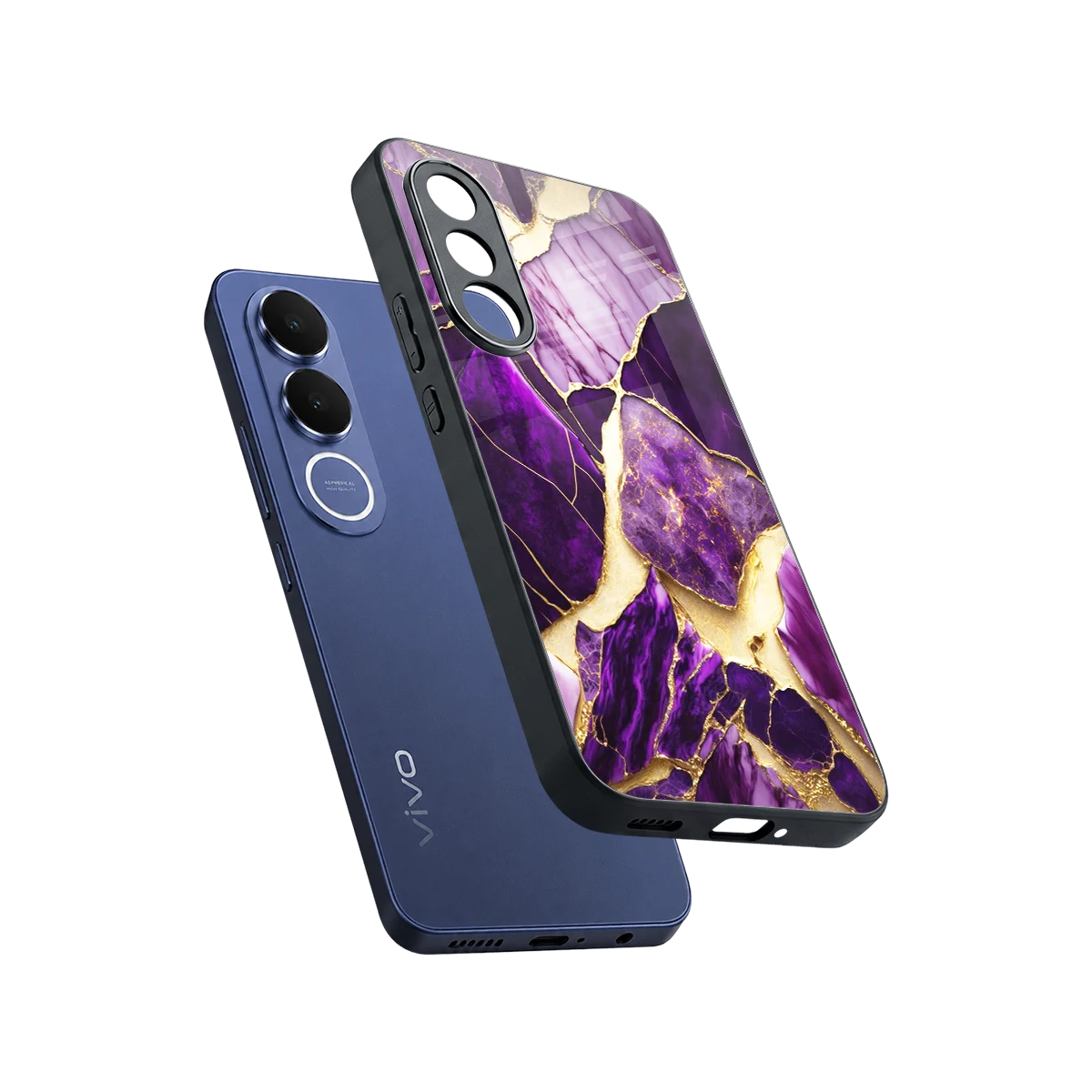 Regal Quartz sleek vivo v70 fe cover with tempered glass back and TPU edges