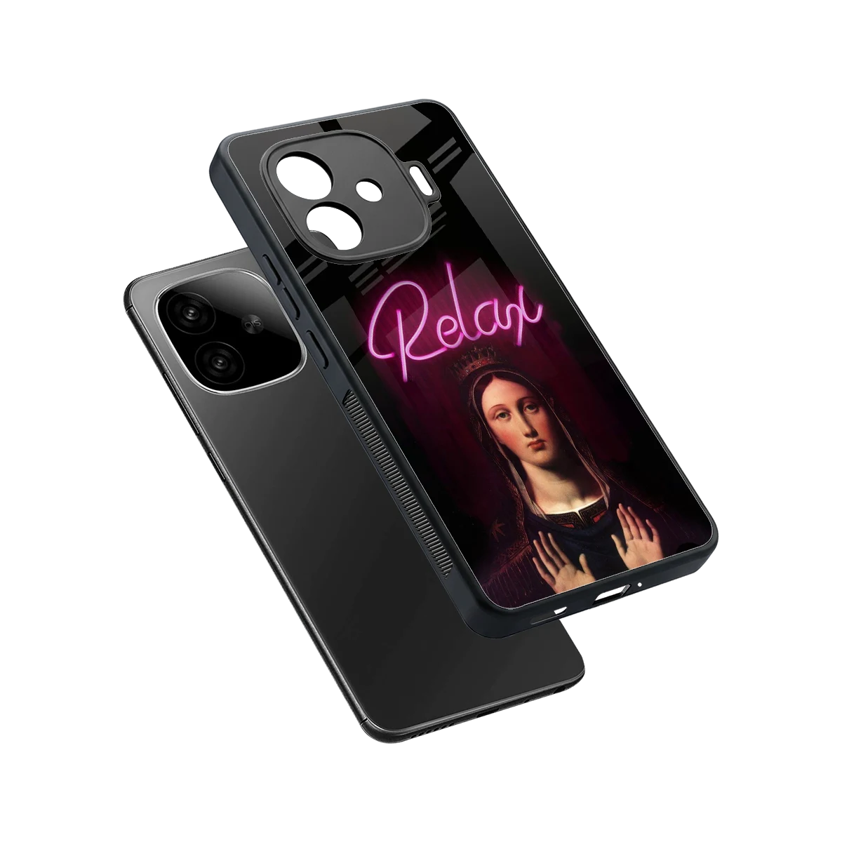 Relax sleek iqoo neo 10r 5g cover with tempered glass back and TPU edges