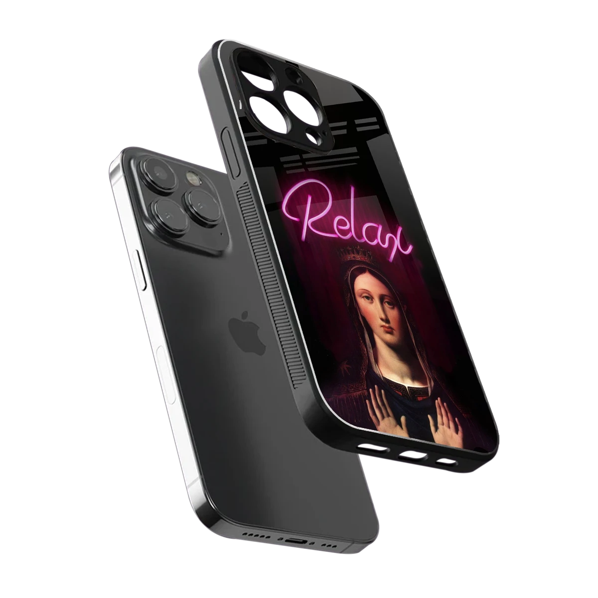 Relax sleek iphone 13 pro cover with tempered glass back and TPU edges