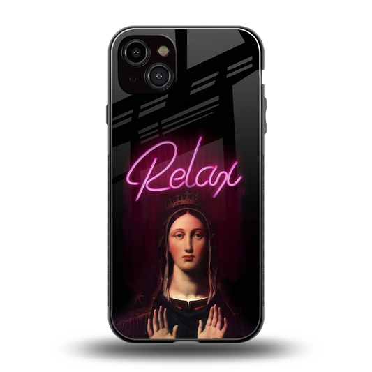 Relax back phone cover | glass case for iphone 15 plus