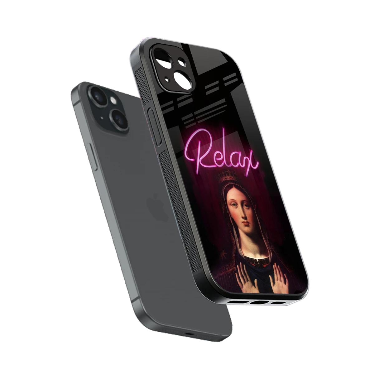 Relax sleek iphone 15 plus cover with tempered glass back and TPU edges