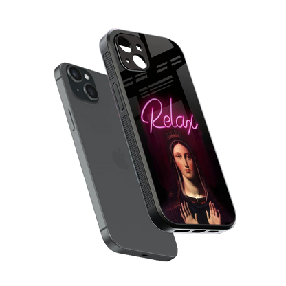 Relax sleek iphone 14 plus cover with tempered glass back and TPU edges
