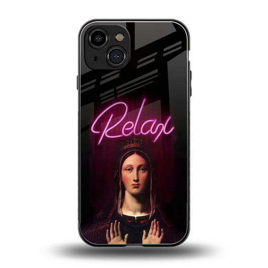 Relax back phone cover | glass case for iphone 15