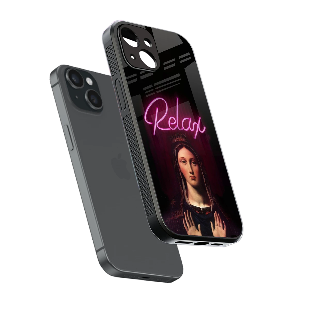 Relax sleek iphone 15 cover with tempered glass back and TPU edges