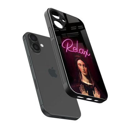 Relax sleek iphone 16 plus cover with tempered glass back and TPU edges
