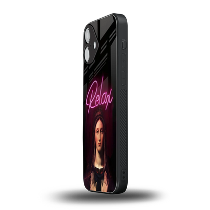Relax iphone 16 plus mobile cover | shockproof glass phone case
