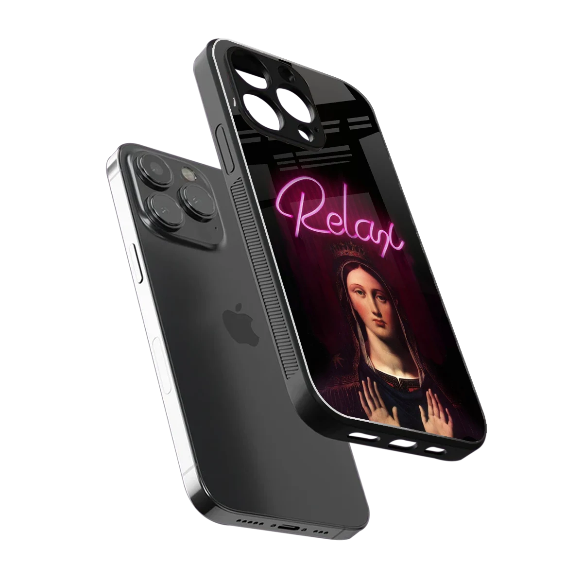 Relax sleek iphone 16 pro max cover with tempered glass back and TPU edges